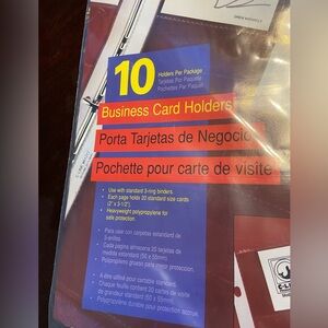 10 Business Card Plastic sheet Holding total of 200 cards for 3 ring binder